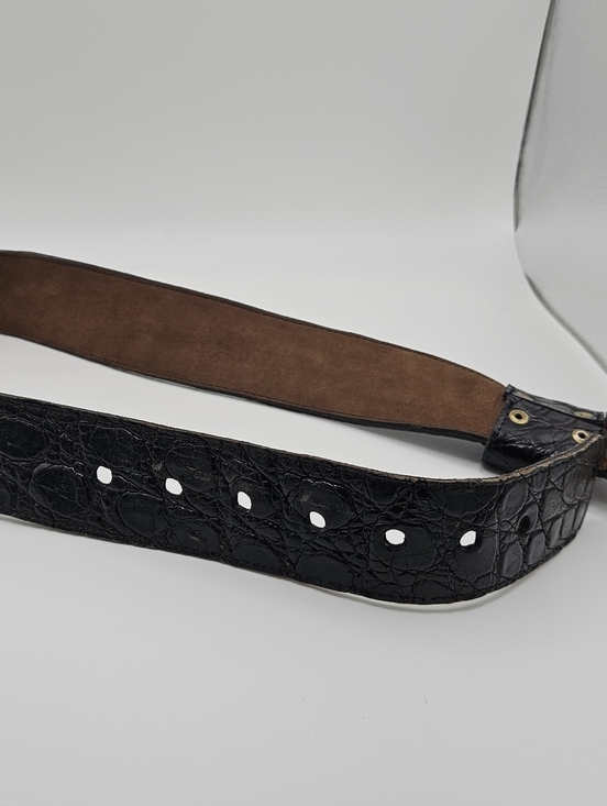 Johnny Farah wide black genuine alligator belt size small main image 5